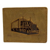 Rustikales Leder-Portemonnaie mit Truck-Design - Klassisches Vintage-Braun