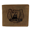 Elegante Hunter-Leder-Geldbörse mit Lucky 7 Design (Quer)